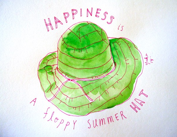 Happiness is a floppy summer hat.