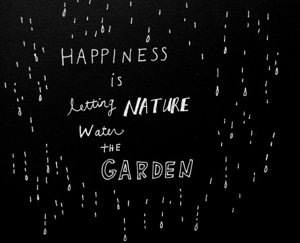 Happiness is letting nature water the garden.