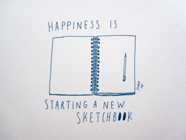 Day 180: Happiness is starting a new sketchbook.