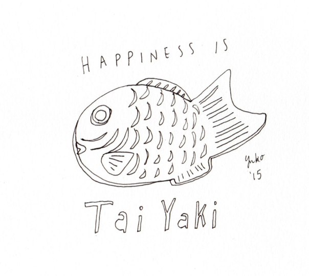 Happiness is Taiyaki. I accidentally found a food truck that makes Taiyaki, which is like a fish-shaped pancake stuffed with sweet red bean paste.  Happy!