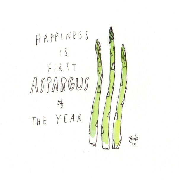 Happiness is first asparagus of the year.  Spring has sprung!