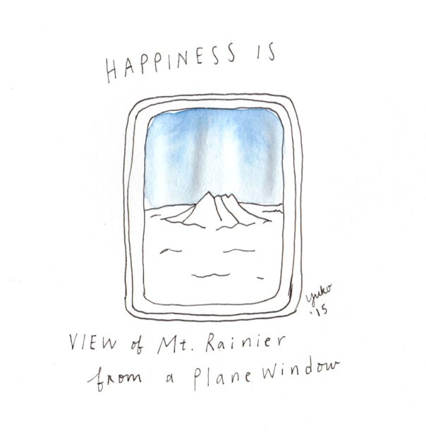 Happiness is a view of Mt. Rainier from a plane window.  Ah, it's good to be home... :)