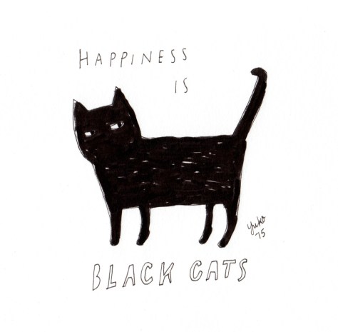 Happiness is black cats. My little boy brings me happiness, not bad luck :)