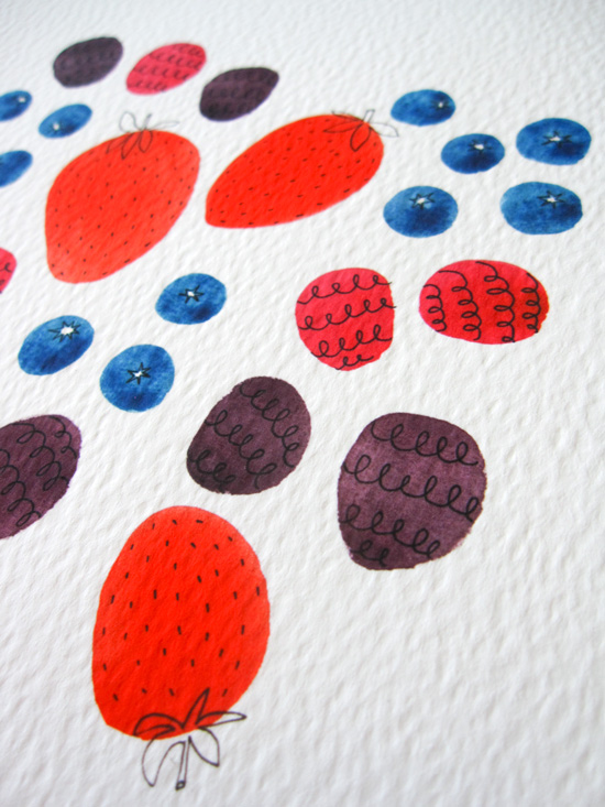 Summer Berry Watercolor Illustration by Yuko Miki