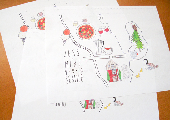 Hillman City Seward Park Columbia City neighborhood map illlustration