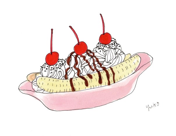 banana-split_watercolor illustration