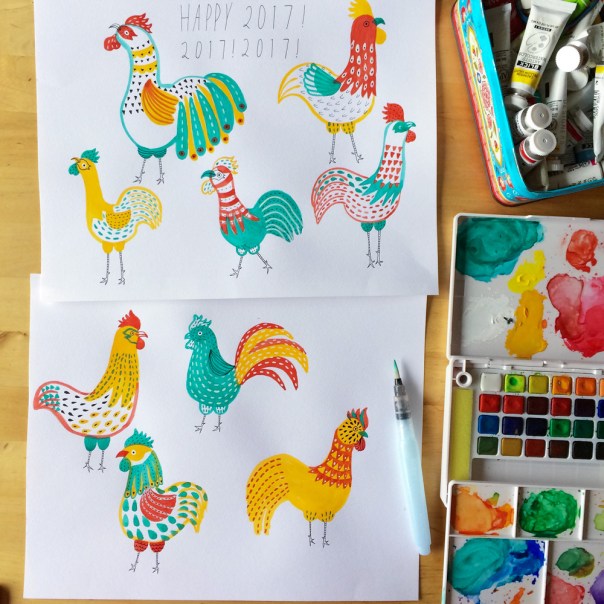 01_yea_of_rooster_watercolor illustration